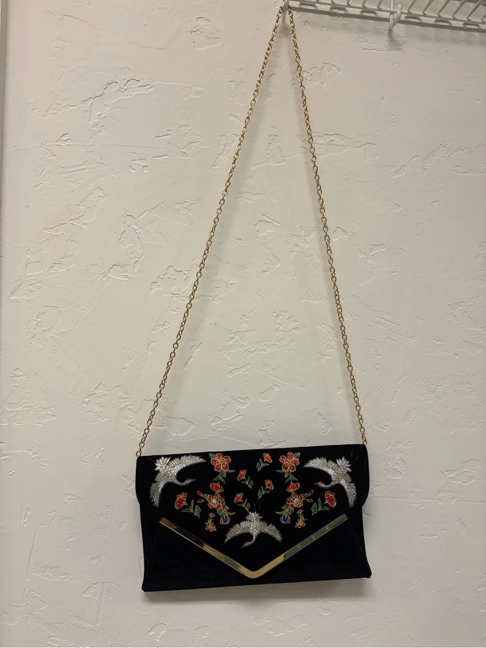 Neiman Marcus Black Velvet Evening Bag with Gold Hardware